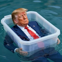 donald trump locked in a plastic box drowning.