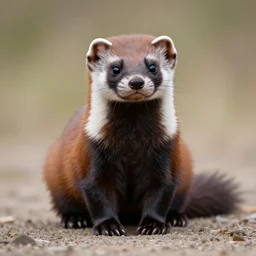 photorealistic, body furred redblack male weasel, fursona