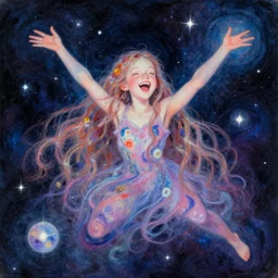 cosmic teenage goddess of abstract joy by tom bagshaw