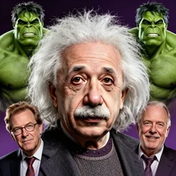 dynamic macro head portrait of albert einstein evil hulk scientist by cory walker and ryan ottley and jack kirby and barry windsor - smith, comic, illustration, photo real