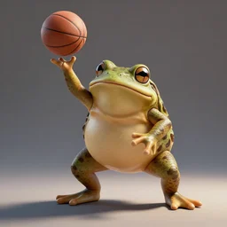 a six foot tall anthropomorphic toad playing basketball, spotted, light brown, unreal engine, 4 k, artstation, ultra realistic, dynamic lighting, dynamic shadow