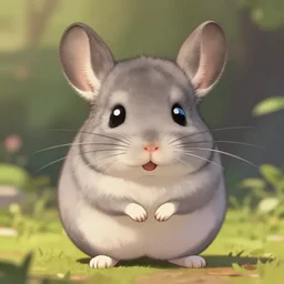 wholesome animated film still of adorable chinchilla smiling