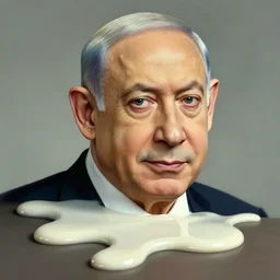 a portrait of benjamin netanyahu melting, by salvador dali