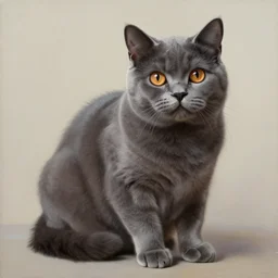exotic shorthair cat, dark grey, beautiful painting by henriette ronner - knip