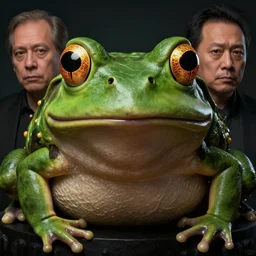 hyperrealistic mixed media image of a info wars alex jones face resembles bull frog, stunning 3 d render inspired art by greg rutkowski and xiang duan and thomas eakes, perfect symmetry, amphibian texture, realistic, highly detailed attributes and atmosphere, dim volumetric cinematic lighting, 8 k octane detailed render, post - processing, masterpiece,