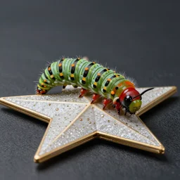 caterpillar jumping on a star, realistic, sharp focus, 8 k high definition, concept art, insanely detailed, intricate, elegant