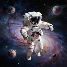 a beautiful artwork illustration, astronaut hovering in space galactic nebula, by greg rutkowski and jesper ejsing and raymond swanland, featured on artstation, wide angle, vertical orientation