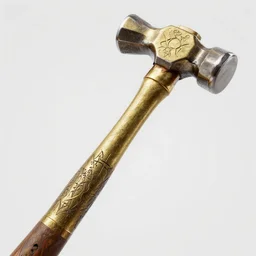 a finely crafted brass hammer with dwarven runes | concept art, hyperrealistic, 8K, octane render, unreal engine 5