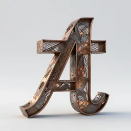 sculpture of the letter 🅰 made out of metal