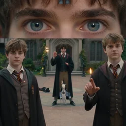 sharp, detailed, film still from a 2 0 1 9 sci fi 8 k movie, set in 1 8 5 0 in an alternate universe, mid distant shot of three students practicing magic, outside the school of magic, wearing 1 8 5 0 s clothes, atmospheric lighting, in focus, reflective eyes, 7 0 mm macro lens, live action, good special effects, nice composition