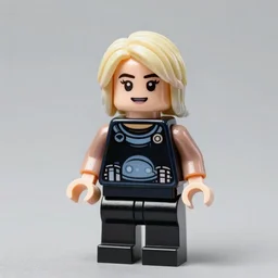 lego figurine of billie eilish, studio lighting, macro lens, high quality