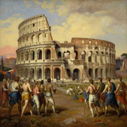 the fall of rome, oil in canvas