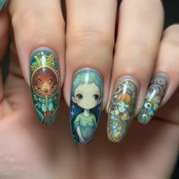 victo ngai cute cthulhu, nail design, highly detailed, high quality, digital painting, by ross tran and studio ghibli and alphonse mucha, artgerm