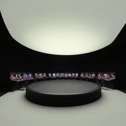 minimalistic extreme wide angle curved perspective digital art of dark indoor casino with a stage pale colors by anton fadeev from nightmare before christmas