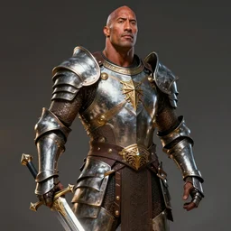 dwayne the rock johnson as a paladin, wearing paladinarmor, holding a sword, epic fantasy artwork, trending on artstation