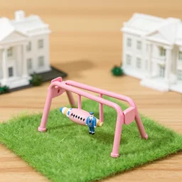 kitchen football machined metal part pink purse legs random white house generic car back yard with green grass blue suit hardwood brown desert building