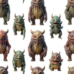 a seamless pattern of surreal elaborate and detailed surreal monsters, ultra high detail, ultra surreal