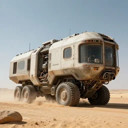 Sci-Fi industrial futuristic Brutalism brutalistic huge huge carrying carrier vehicle desert