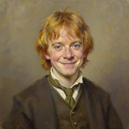 thin happy hagrid oil painting