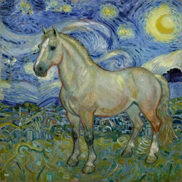 a painting of a horse, by vincent van gogh
