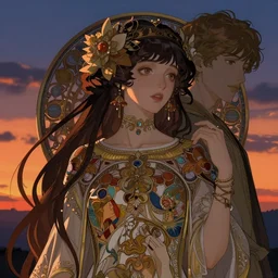anime girl, twilight sunset backdrop, art by mappa and ilya kuvshinov, portrait, intricate, highly detailed, digital painting, trending on pixiv fanbox, trending on artstation, concept art, sharp focus, illustration art by artgerm and greg rutkowski and alphonse mucha
