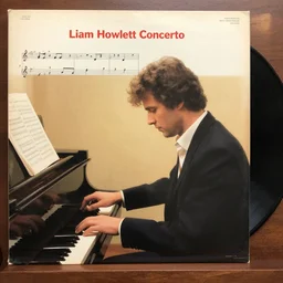 Liam Howlett writing music for piano concerto,  vinyl cover from 1988