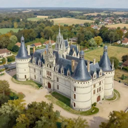 aerial view of chateau de fougeres, oil painting highly detailed, artstation