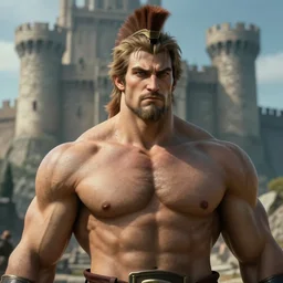 gigachad spartan in ancient castle, herculean bulging muscular figure, beautiful gigachad, soft lighting, highly detailed face!!, sharp focus, artstation, by gaston bussiere, augustus edwin john and john singer sargent and greg rutkowski