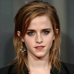 color shot of emma watson, goth style 2 0 0 0 close up, detailed