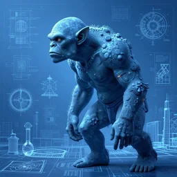 alunite ogre, in the style of Greg Broadmore and Arthur Rackham and Moebius,trending on artstation, light lighting side view,digital art,surrealism ,macro,blueprint ,vaporwave ,