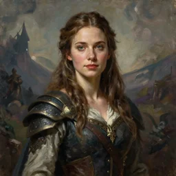 a full body high detail fantasy portrait oil painting illustration of a single beautiful bard woman named jennifer lawrence by justin sweet and artgerm with face and body clearly visible, in a scenic background, pretty eyes, realistic proportions, d & d, rpg, forgotten realms, artstation trending, high quality, sombre mood, artstation trending, muted colours, entire person visible!