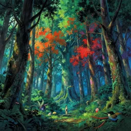among trees, digital art, concept art, magic fantasy, scenic, vibrant colors, high contrast, highly detailed, trending on artstation, 8k, andreas rocha, sylvain sarrailh, darek zabrocki, finnian macmanus, dylan cole, liang mark, albert bierstadt, sung choi, peter mohrbacher, greg rutkowski, studio ghibli