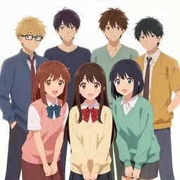 there were eight anime people, no more than eight. Less than nine but more than seven, eight eight eight, 2 girls 6 guys