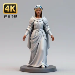 80mm resin detailed miniature of a Mother, clothed in light armor, goggles, brown skin, blond hair, beautiful bone structure, symmetrical facial features, Product Introduction Photos, 4K, Full body