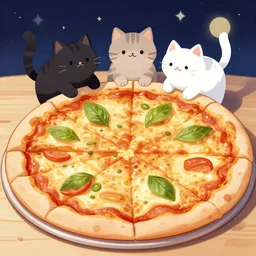 space cats on pizza