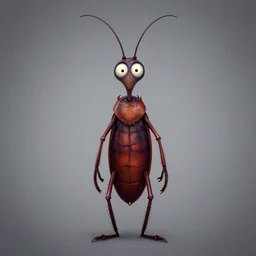 digital art of a full body character design symmetrical thin cockroach cartoon by anton fadeev from nightmare before christmas