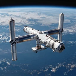 Concept art of a space station in orbit around earth, digital art, sci-fi, high saturation, Keith Thompson
