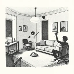 views of a home interior, detailed, editorial illustration, halftone texture, risograph, dynamic pose, matte print, grainy light, ( ( dither ) ). [ abstract background! ], high contrast, silver + red + black + beige, screen print