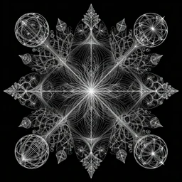 publicbeta design what is extremely detailed maximalist vectorgraphic fractal geometric lineart in front of black background. add platonic solids, as decoration. very ornated. stylized by public beta. 8 k. gigapixel render. sharp clean.