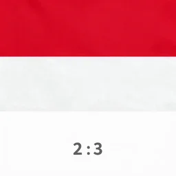 the flag of indonesia is a simple bicolor with two equal horizontal bands, red ( top ) and white ( bottom ) with an overall ratio of 2 : 3