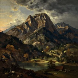 lakeside mountains, by brueghel the elder