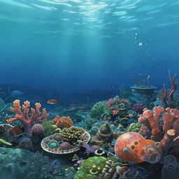 an anime movie background matte painting of an underwater ocean reef, under water, by makoto shinkai, trending on artstation, highly detailed