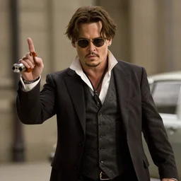 johnny depp as James Bond, action scene, cinematic