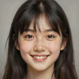 high quality high detail painting by lucian freud, hd, smiling cute japanese girl portrait, photorealistic lighting