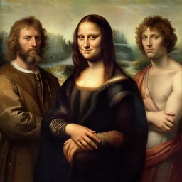 portrait of the first humans, art direction by davinci, raphael, michaelangelo, from the scifi movie, 4 k