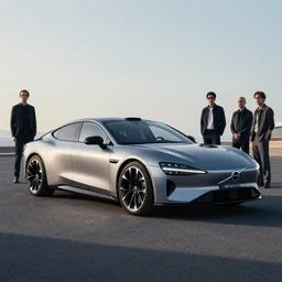 wide view shot of anew car for 2 0 3 2. style by petros afshar, christopher balaskas, goro fujita, and rolf armstrong. car design by dmc and volvo.