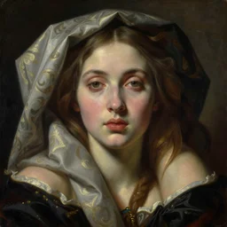 Beautiful woman face inside face inside face inside face, baroque cloth, shadows, the long shot, dramatic lighting, high-detailed oil painting by Ilya Repin, William Blake, Michelangelo da Caravaggio and Beksinski, masterpiece, 4k
