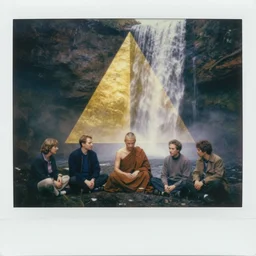 steve hanks, serov valentin, lisa yuskavage, andrei tarkovsky, terrence malick, focused monk sits near waterfall, golden ratio, perfect symmetrical, polaroid, vintage, soft lights, foggy, oil on canvas