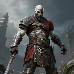 kratos on crucifix, unreal engine 4, ultrarealism, still from the game