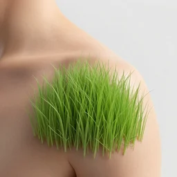 professional photo of grass as skin!!! studio lighting, very detailed, unreal engine, canon photo!!!!, professional lighting, good composition, rule of thirds, winning award photo, real, man made of grass